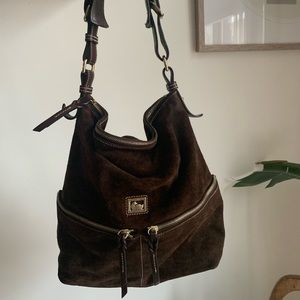 Dooney & Bourke Dark Brown Suede Hobo Bag